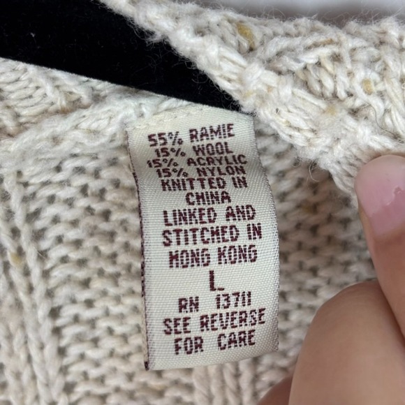 VTG True Mark‎ Womens Beige Cable Knit Fishermans Cotton Wool Sweater Large 90's - Picture 5 of 10